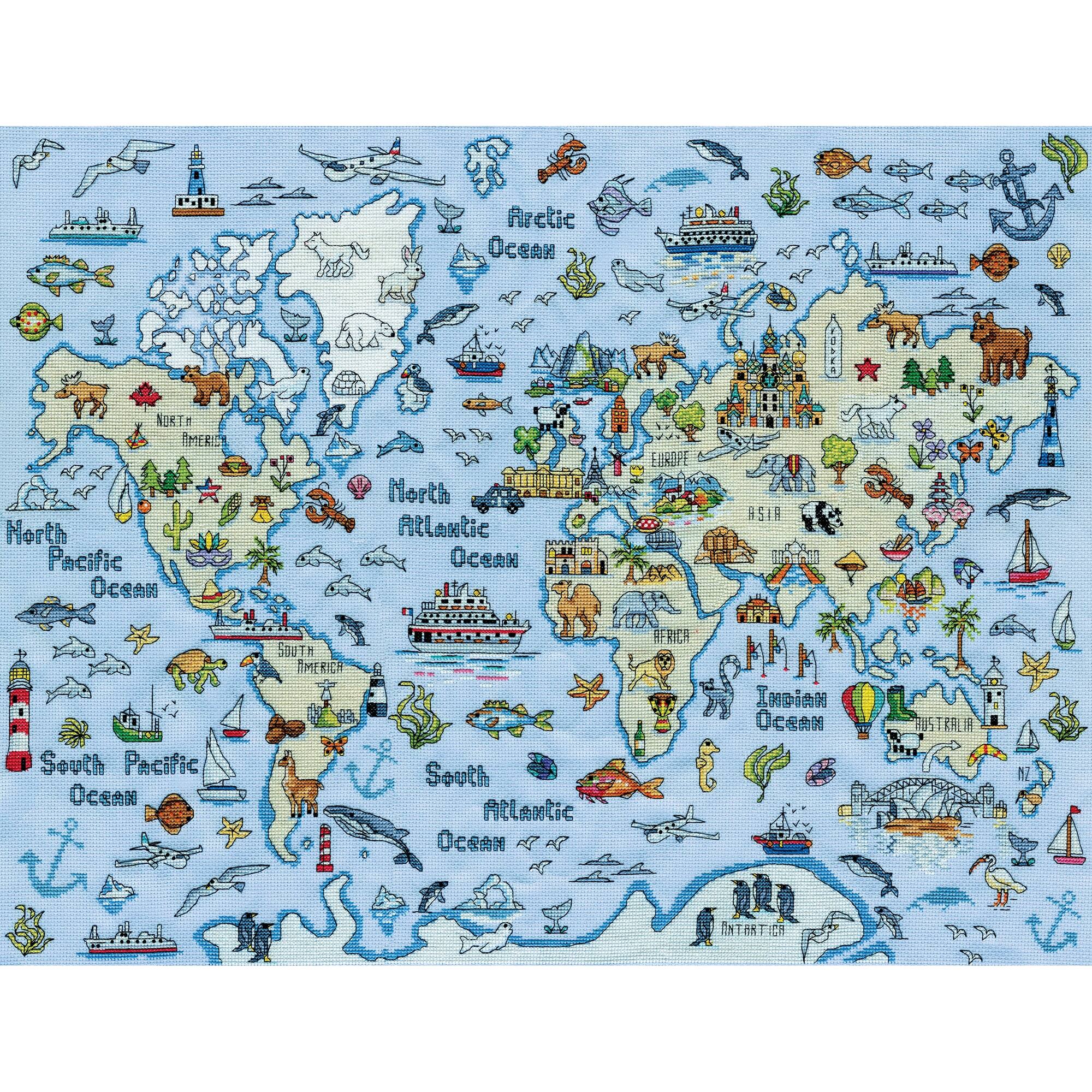 Design Works™ World Map Counted Cross Stitch Kit